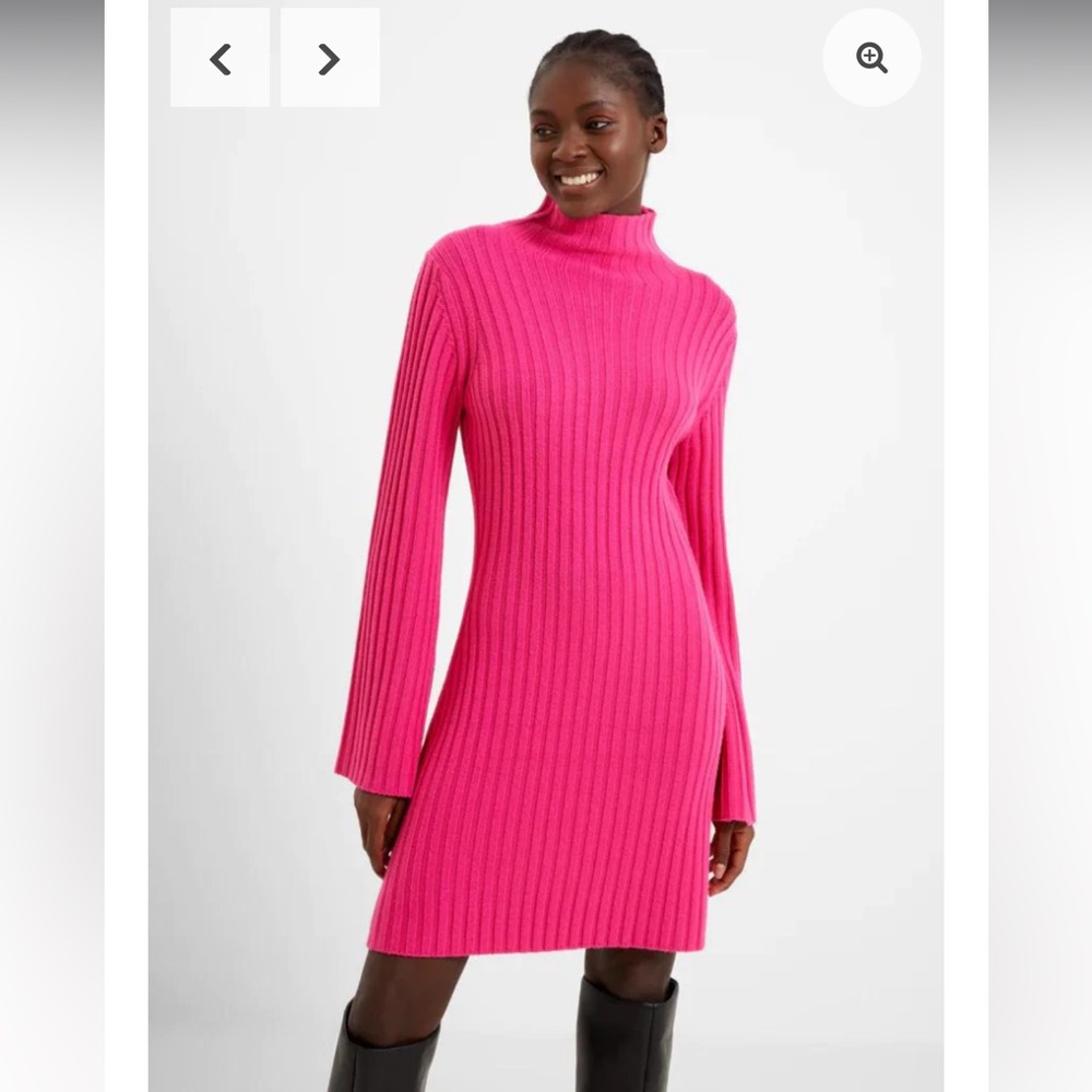 FRENCH CONNECTION BABYSOFT pink bell sleeve sweater DRESS in size M &‎ L